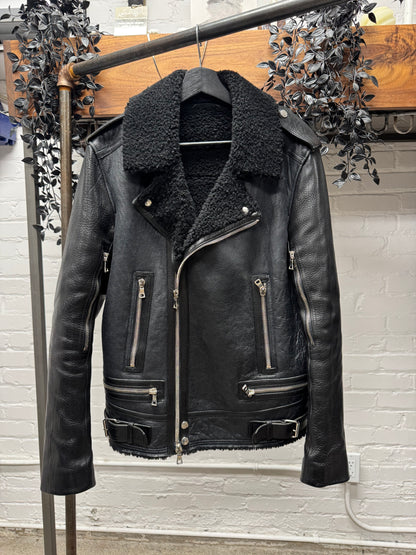 Balmain ‘Shearling Lined’ Sheepskin Black ‘Moto’ Biker Jacket