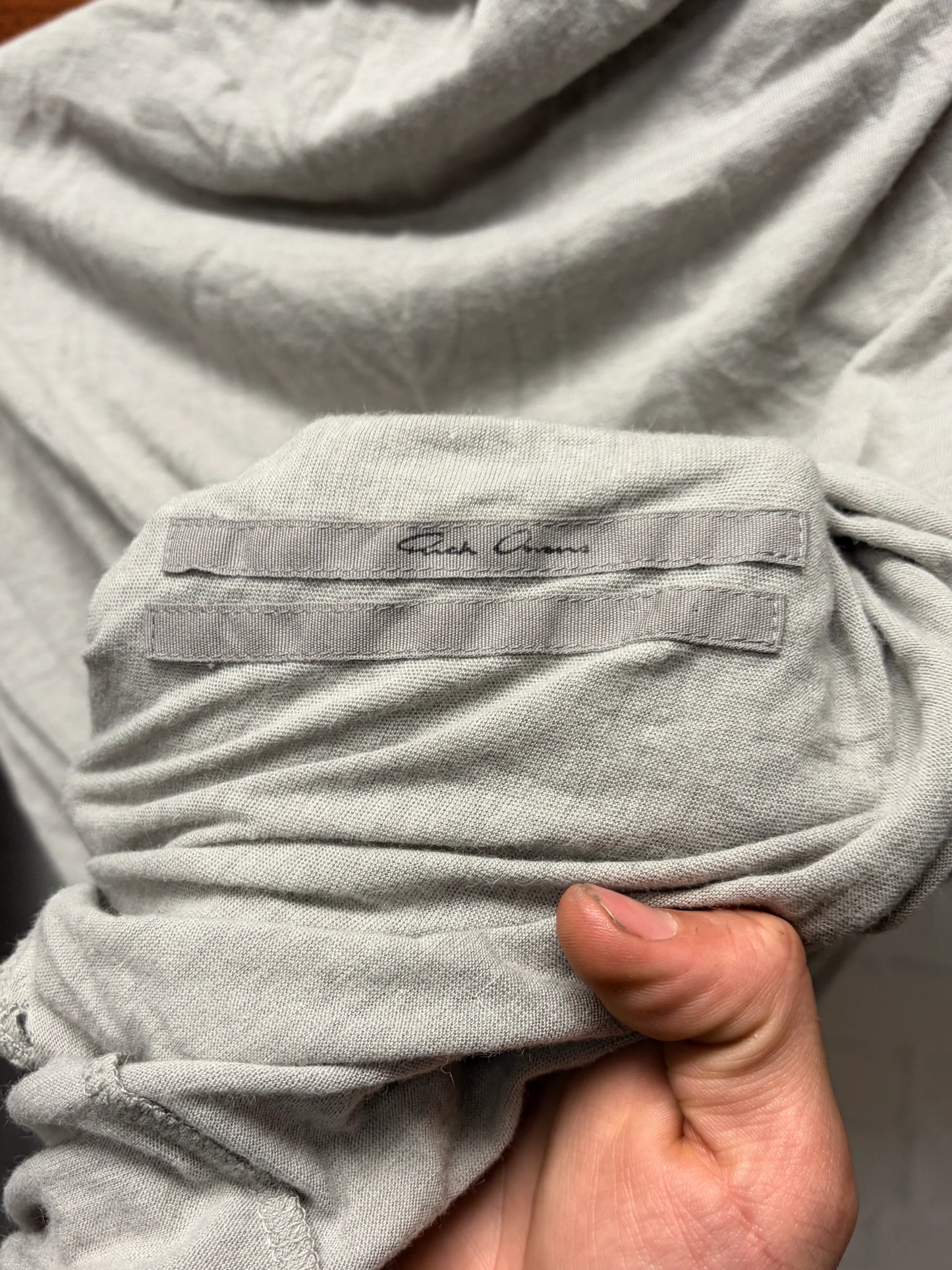 Rick Owens Pearl Grey ‘Shapeless’ Hooded Layering Top