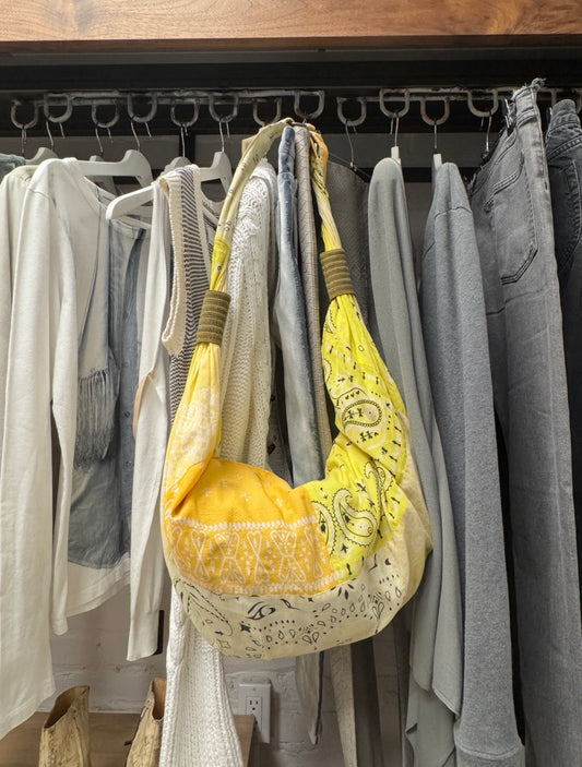 Kapital ‘Snuffkin’ Paisley Yellow Patchwork Bandanna Sling Bag