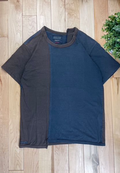 1990s Yohji Yamamoto ‘Regulation’ Faded Brown/Blue Split T-Shirt