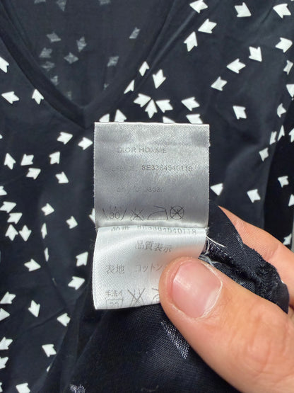 Dior Homme Full Print ‘Arrows’ Black V-Neck T-Shirt