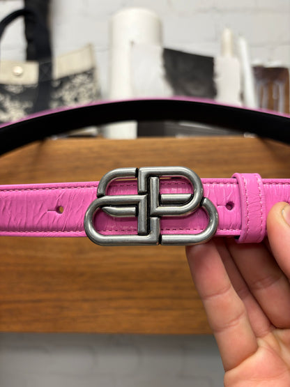 Balenciaga ‘BB Logo’ Pink Leather Belt