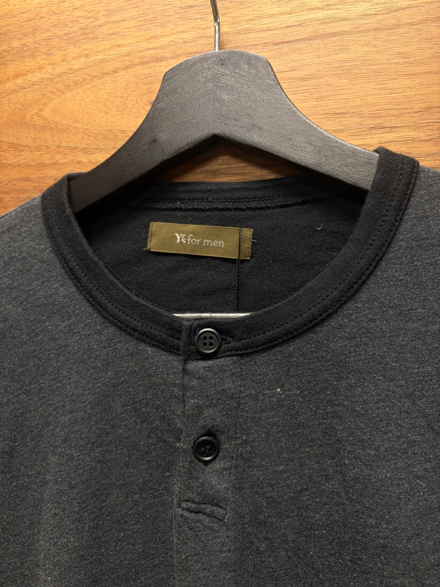 Yohji Yamamoto ‘Y’s’ Black/Grey Henley Long Sleeve Shirt