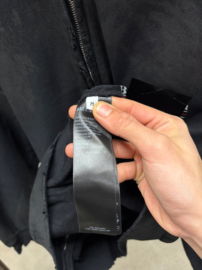 AW2023 Balenciaga Mudshow ‘Gaffer Tape’ Black Distressed Zip-Up Hoodie