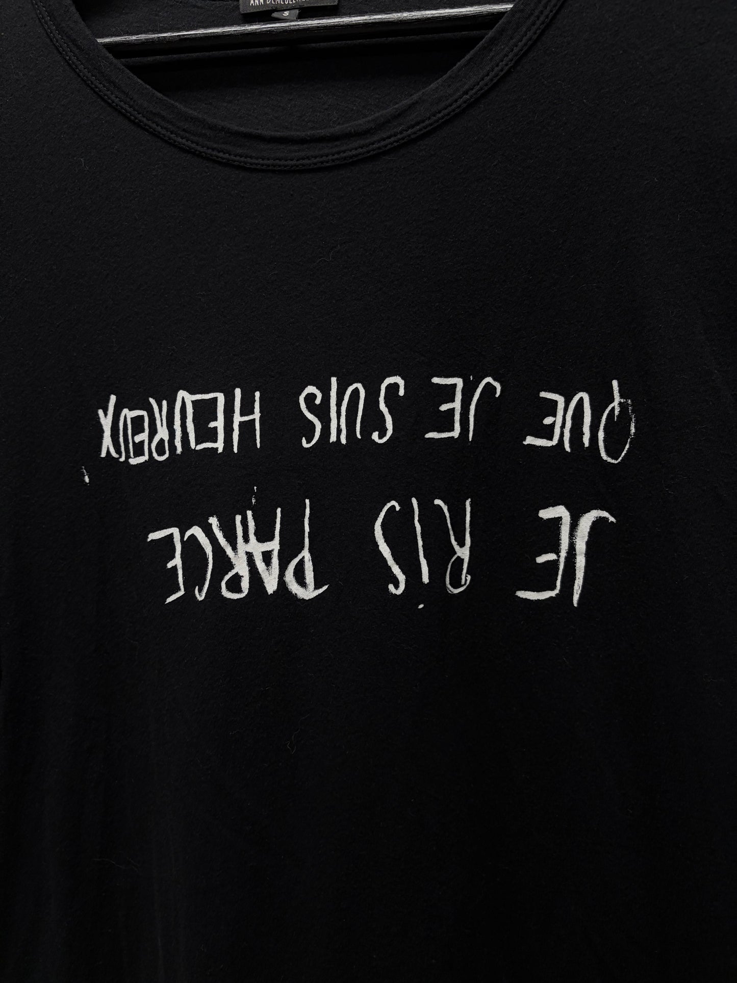 Ann Demeulemeester ‘Je Ris’ Black/White Script T-Shirt