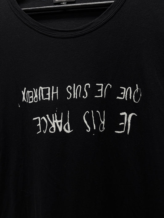 Ann Demeulemeester ‘Je Ris’ Black/White Script T-Shirt