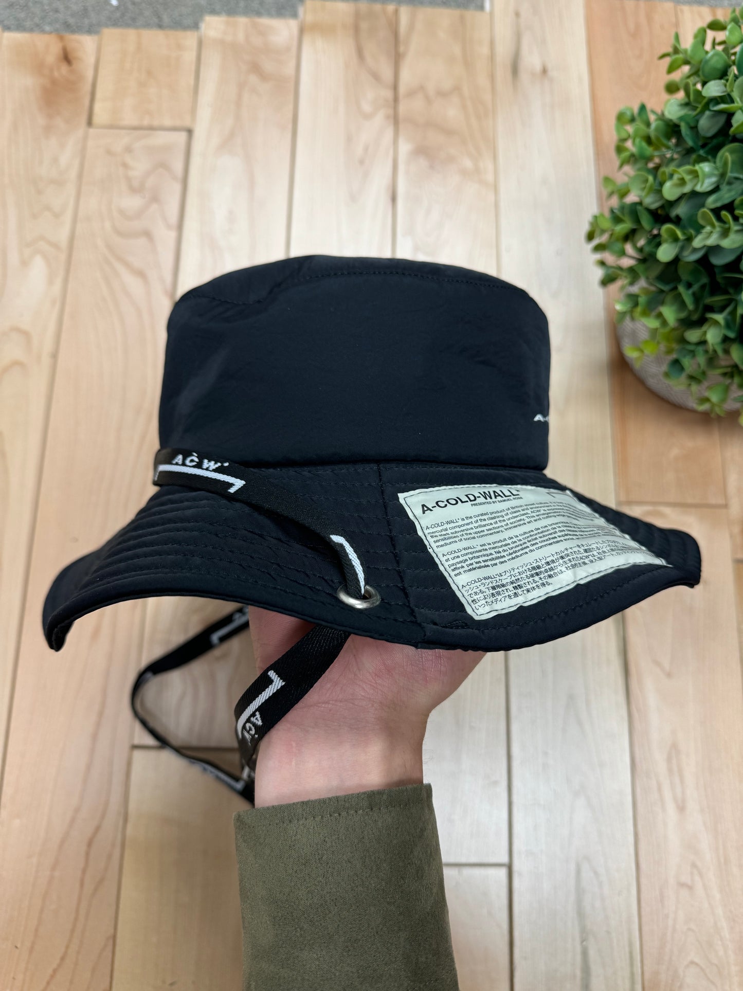 A Cold Wall Black Eyelet Drawstring Bucket Hat