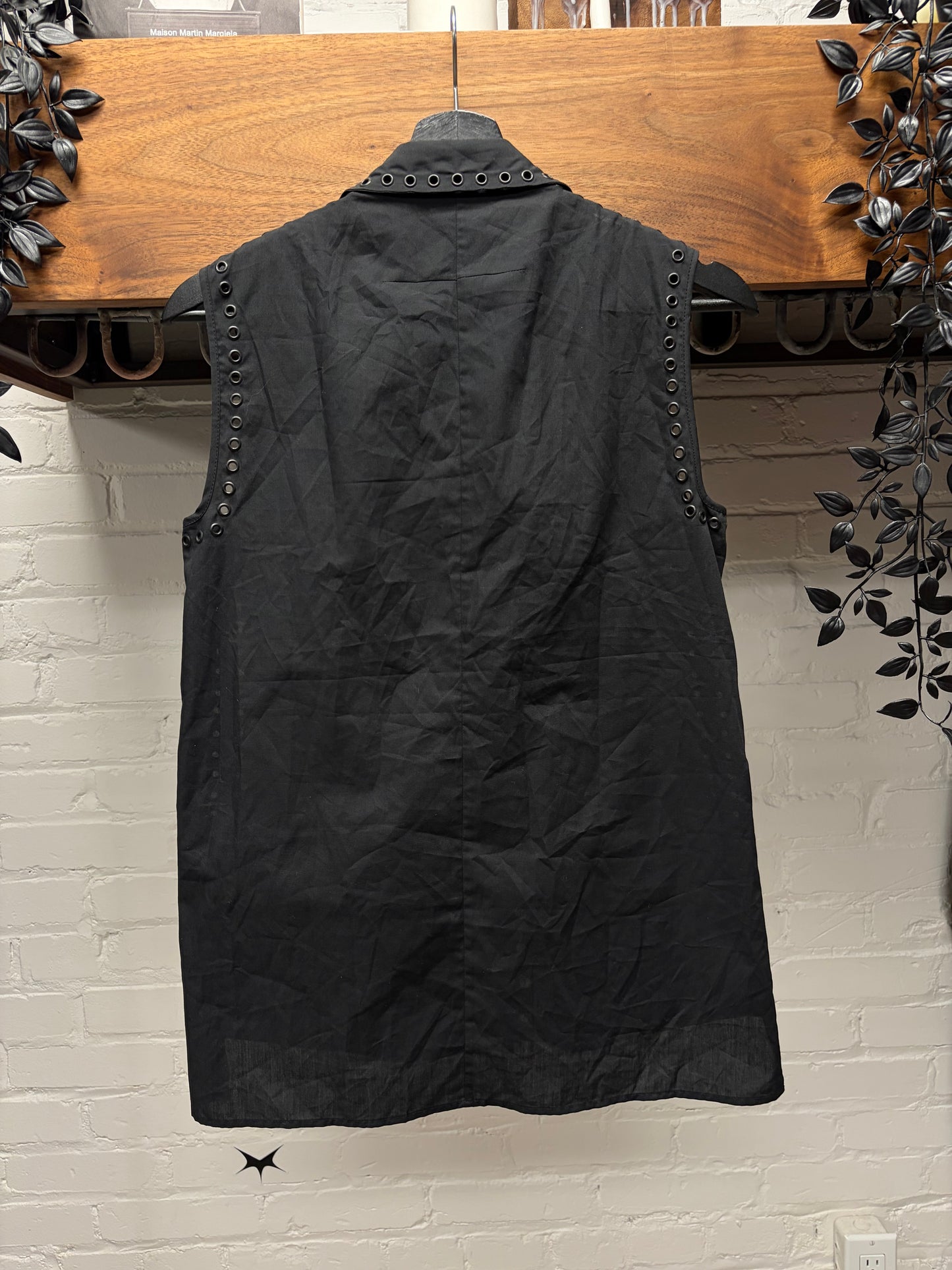 SS2011 Givenchy by Ricardo Tisci ‘Eyelet Studded’ Black Collared Sleeveless Top