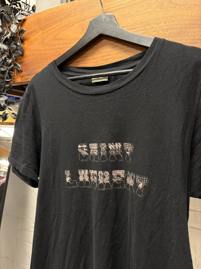 2018 Saint Laurent ‘Western’ Black Cropped Graphic T-Shirt.