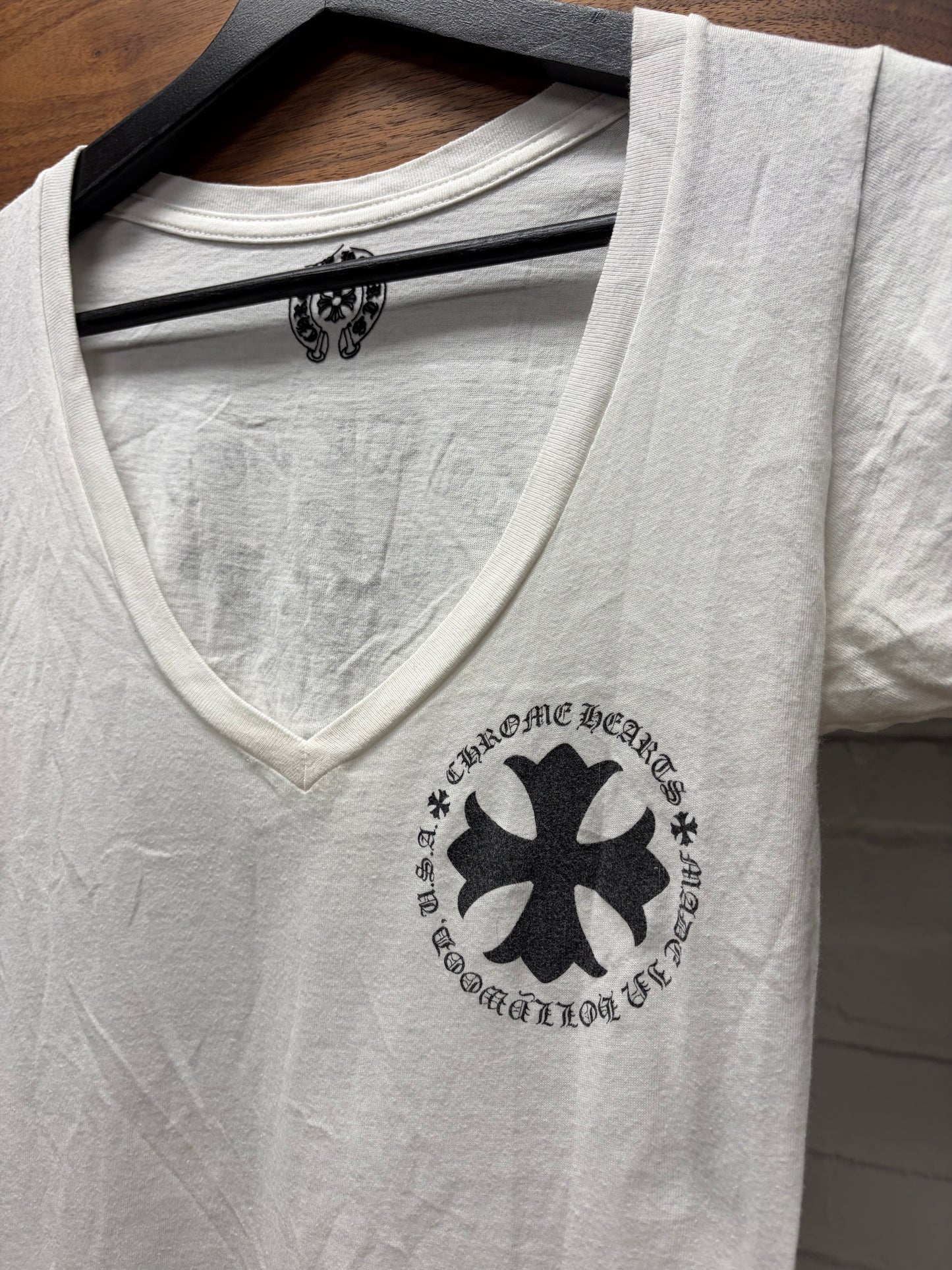 Chrome Hearts ‘CH Plus Cross’ Hollywood Store Exclusive Scoop Neck White T-Shirt