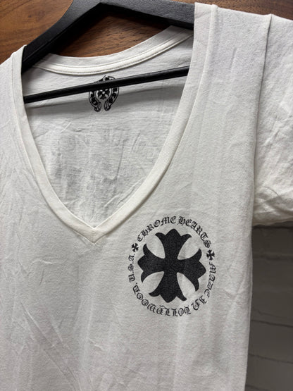 Chrome Hearts ‘CH Plus Cross’ Hollywood Store Exclusive Scoop Neck White T-Shirt
