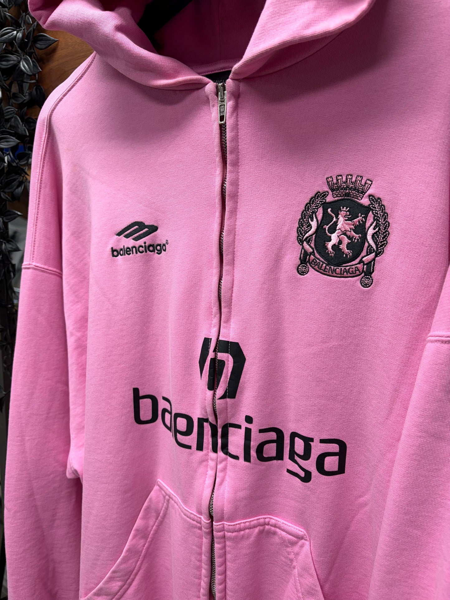 Balenciaga Paris Exclusive Pink ‘Soccer’ Zip Up Hoodie
