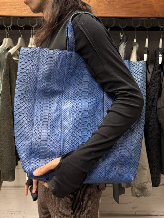 Celine Blue Python Leather Snakeskin Hide Tote Bag
