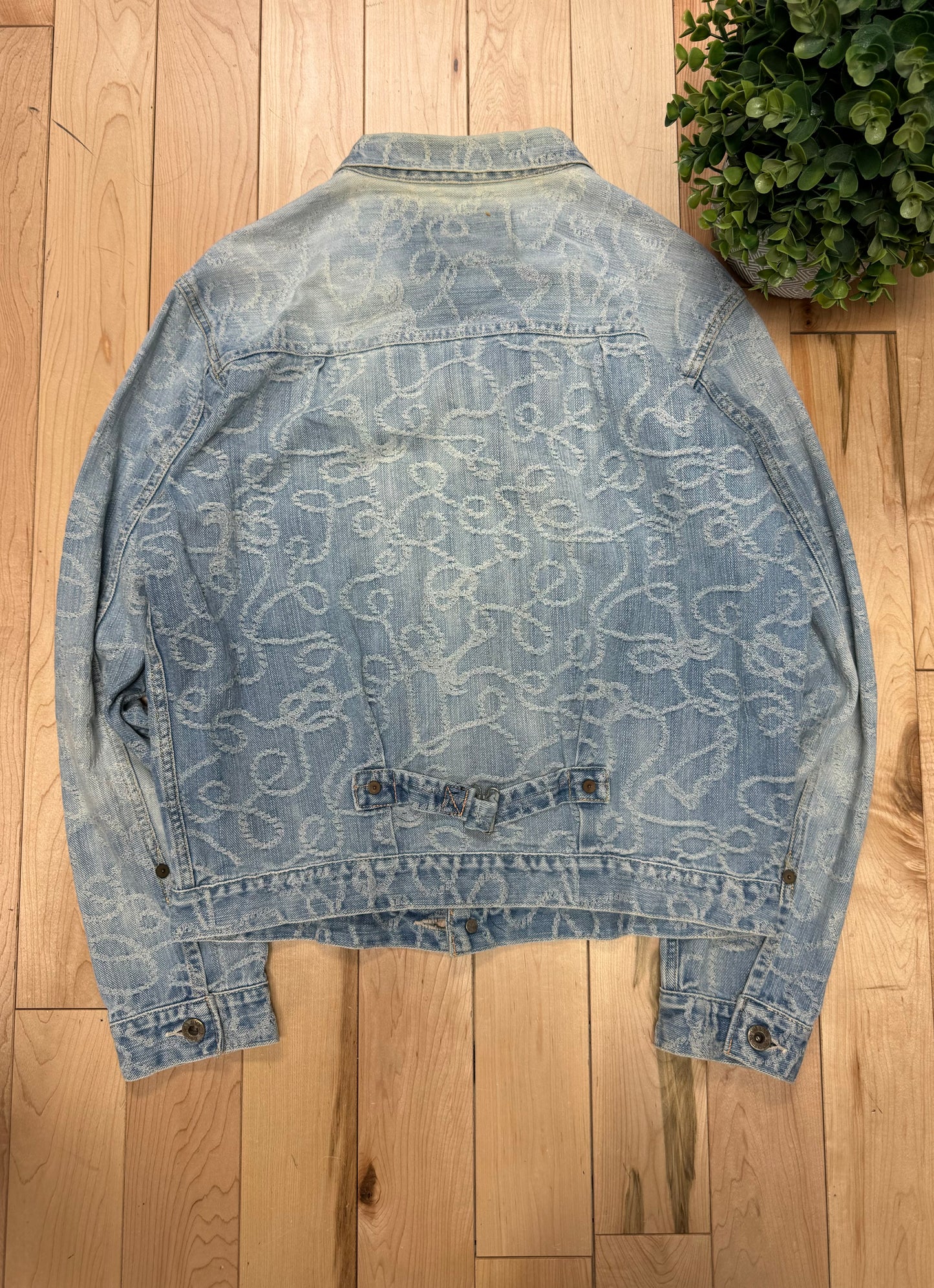 Kapital ‘Rope’ Buckle-Back Jacquard Weave Denim Jacket