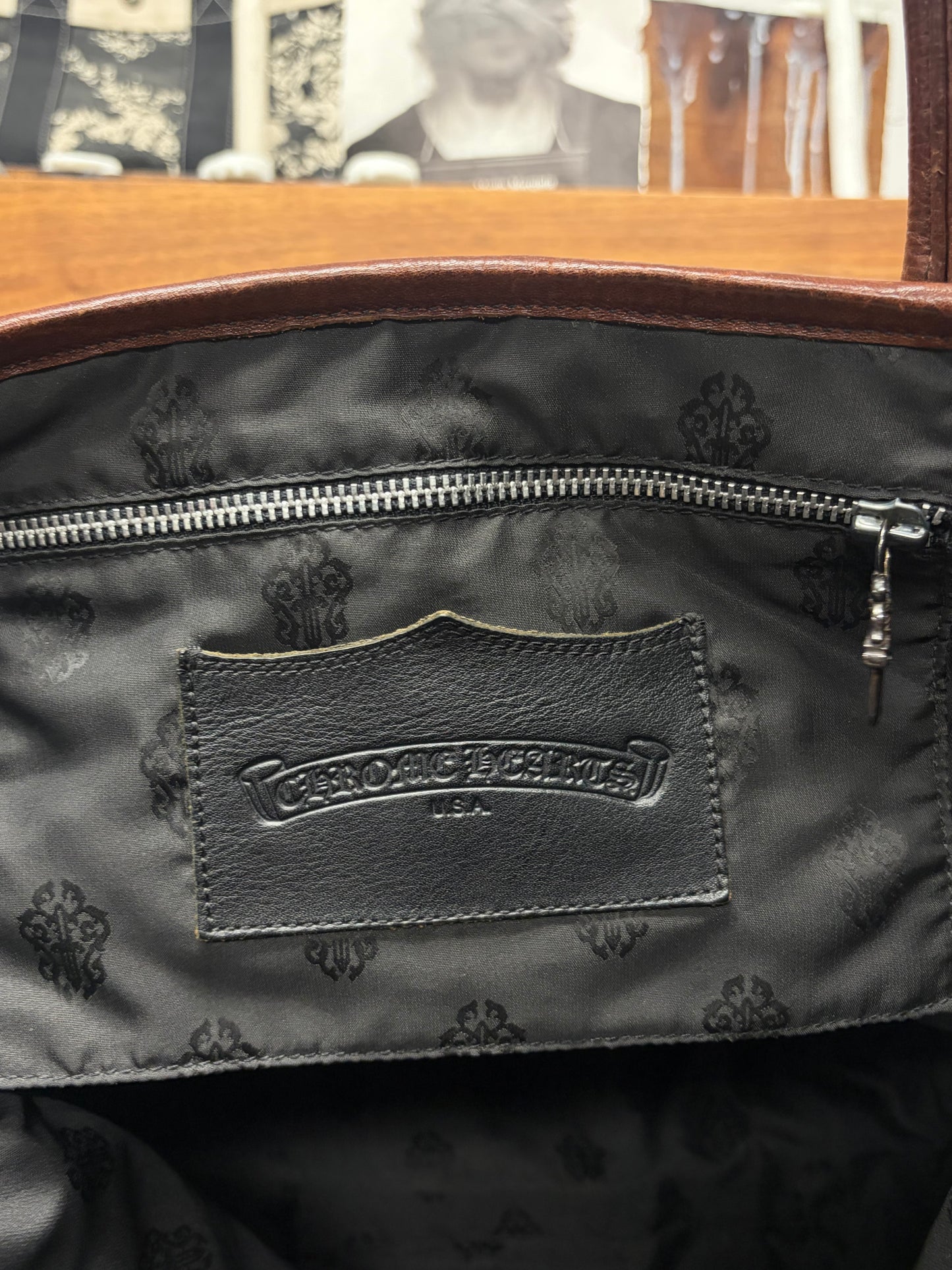 Chrome Hearts Shearling Leather Cross Patch Tote Bag