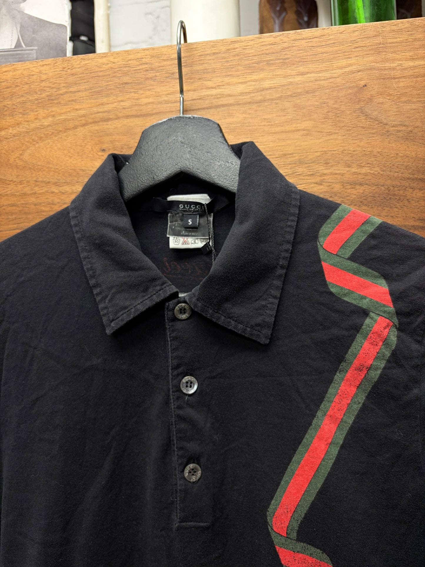 2000s Gucci Red/Green ‘Stripe Logo’ Horsebit Ribbon Polo