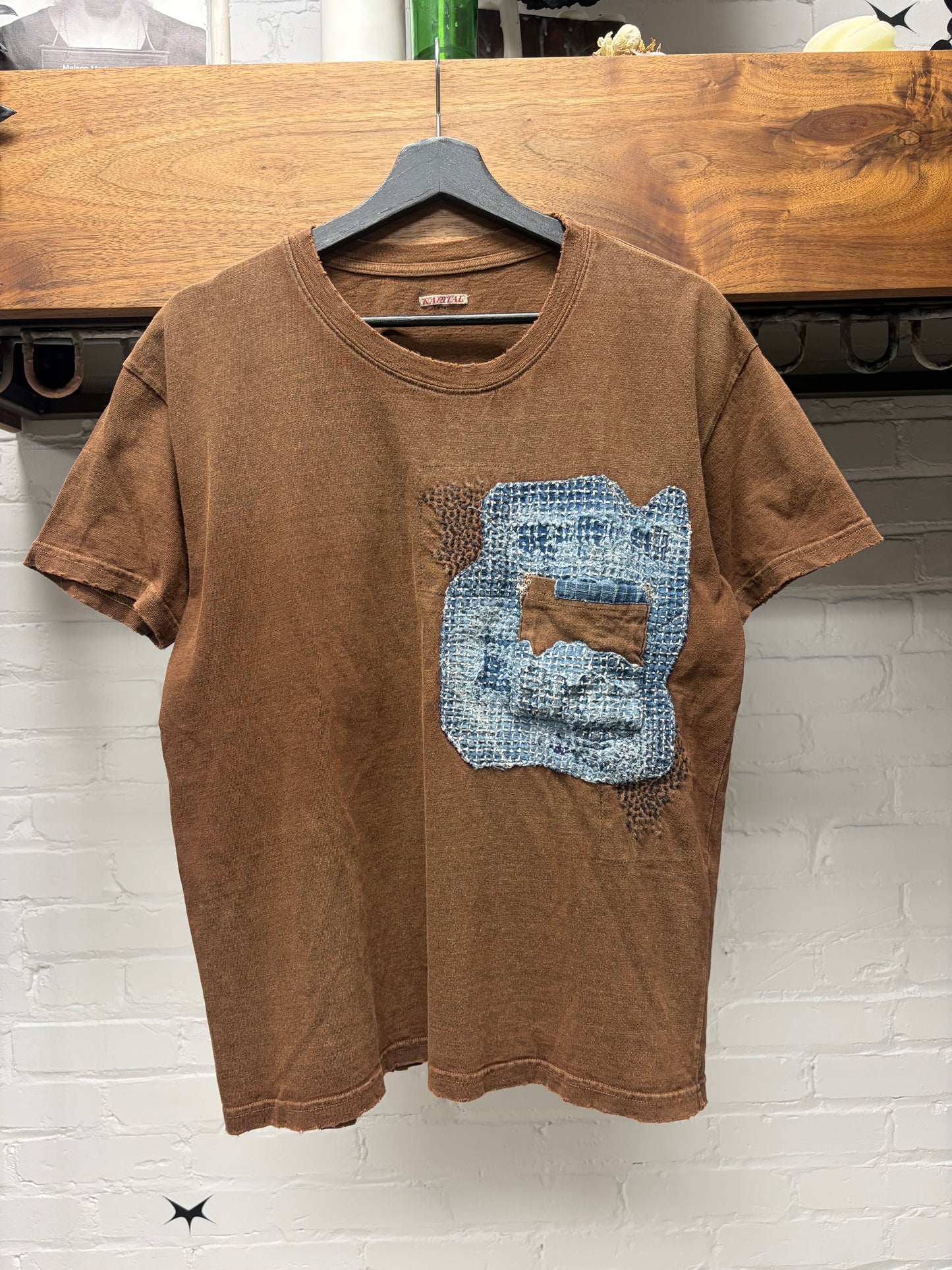 Kapital ‘Sashiko Denim Repaired’ Brown/Blue Pocket T-Shirt