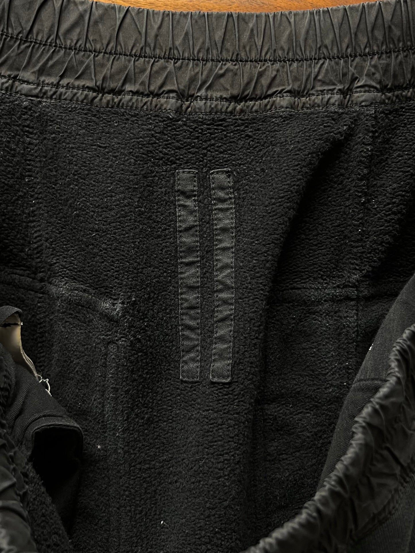 Rick Owens Drop Crotch Black Cotton Drawstring Sweatpants