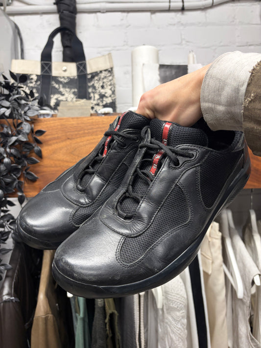 Prada ‘Americas Cup’ Black Leather Low Top Sneakers