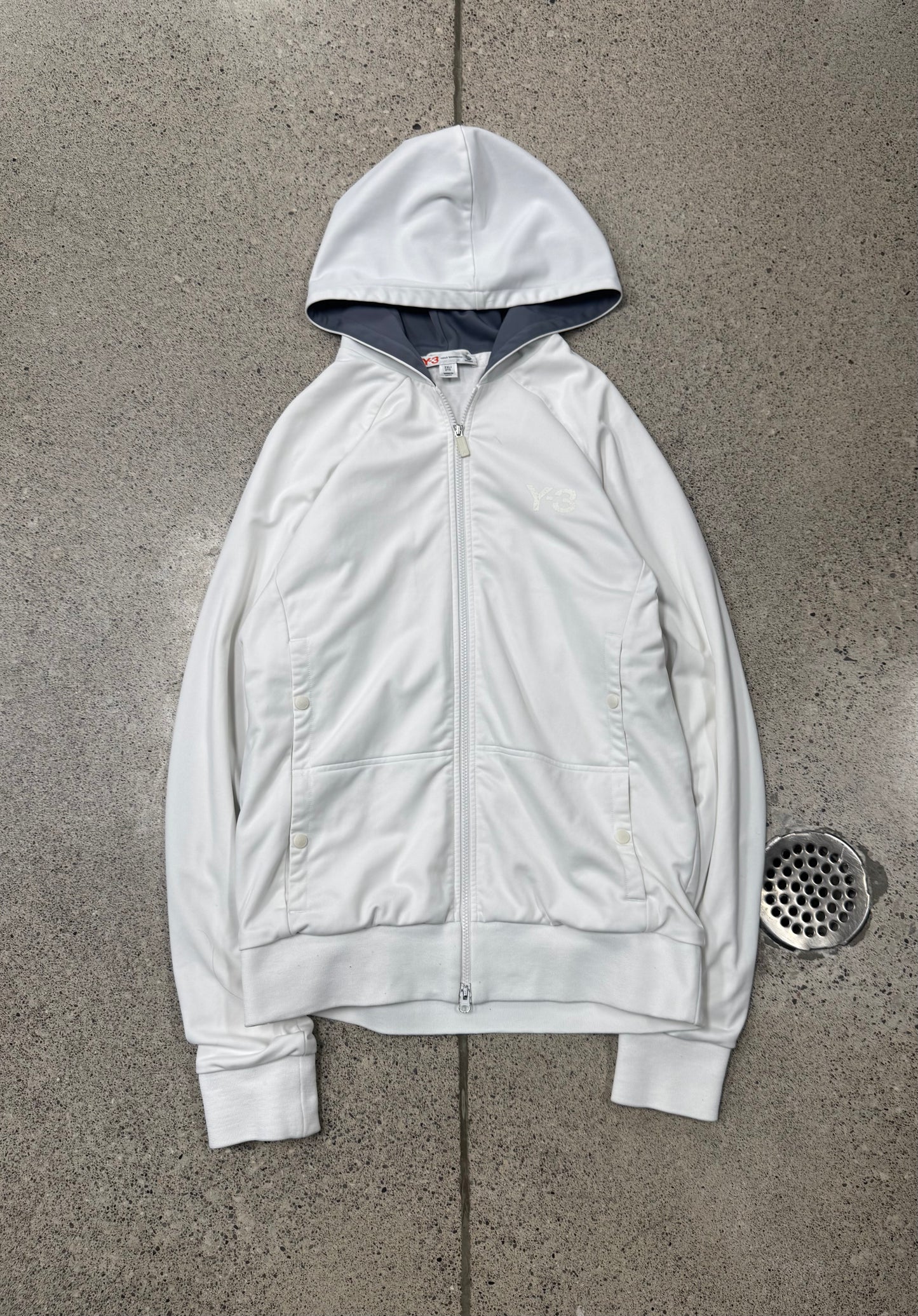 Y-3 By Yohji Yamamoto White Zip-Up Hoodie