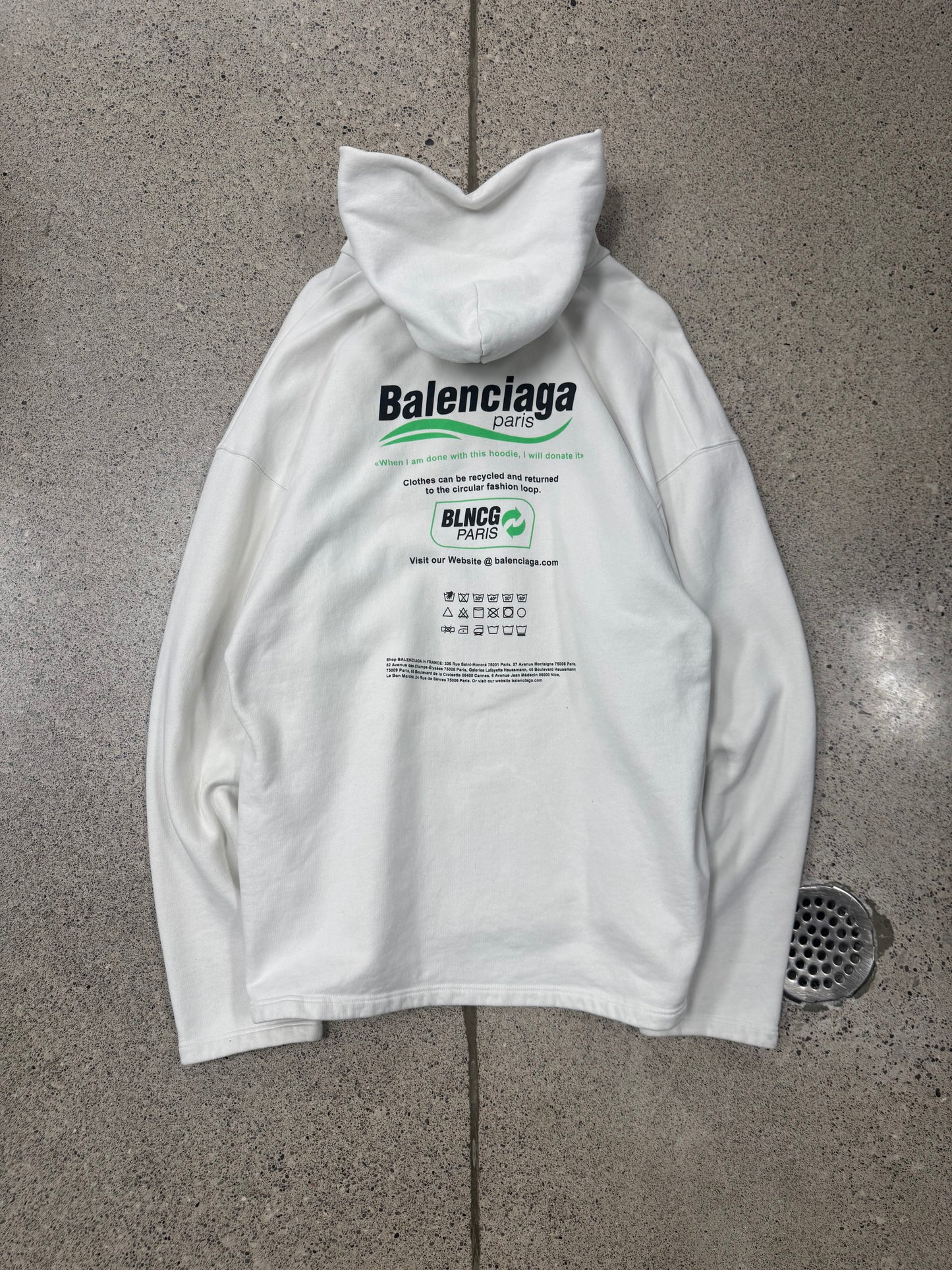 Balenciaga ‘Recycling’ White Pullover Hoodie