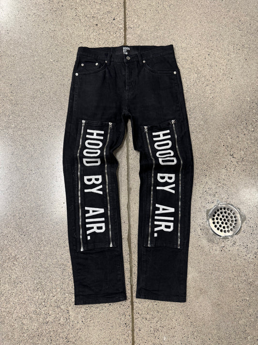 Hood by Air ‘Spellout Logo’ Zipper Knee Denim