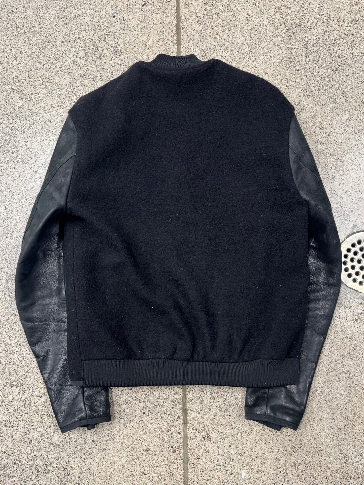 Alexander Wang Black Leather/Wool Hybrid Bomber Jacket