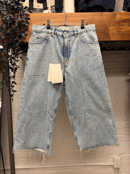 AW2023 Our Legacy Light Wash Blue Denim Over Knee Length ‘Cutoff’ Shorts
