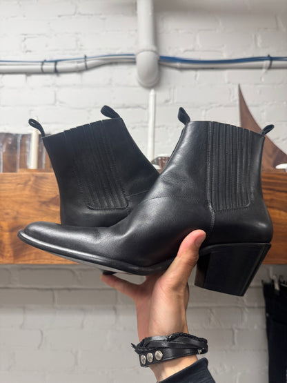 Helmut Lang Calfskin Leather ‘Cuban’ Heel Pointed Toe Boots