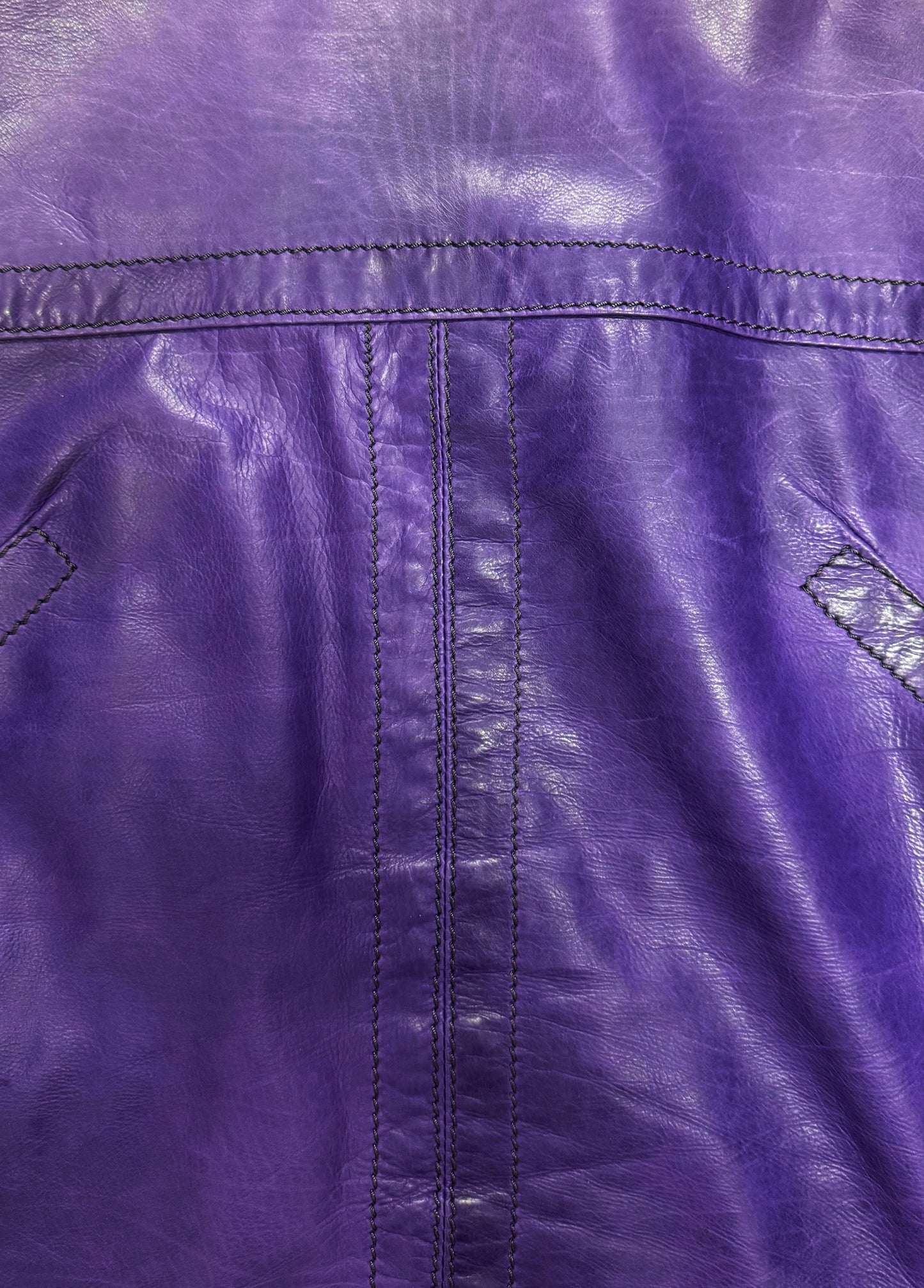 Dirk Bikkembergs Purple Calfskin Leather Moto Jacket