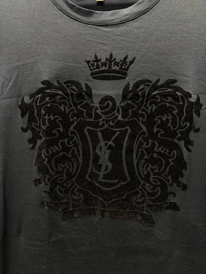 2000s Yves Saint Laurent Rive Gauche ‘Crest Logo’ Velour/Cotton T-Shirt