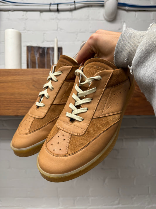 Maison Margiela ‘Court’ Brown Leather/Suede Crepe Sole Sneakers