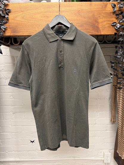 Gucci Grey ‘GG’ Embroidered Logo Short Sleeve Polo