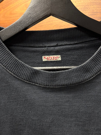 Kapital Washed Black Inlay Jersey ‘Kesa’ Scarf Wrap Hoodie