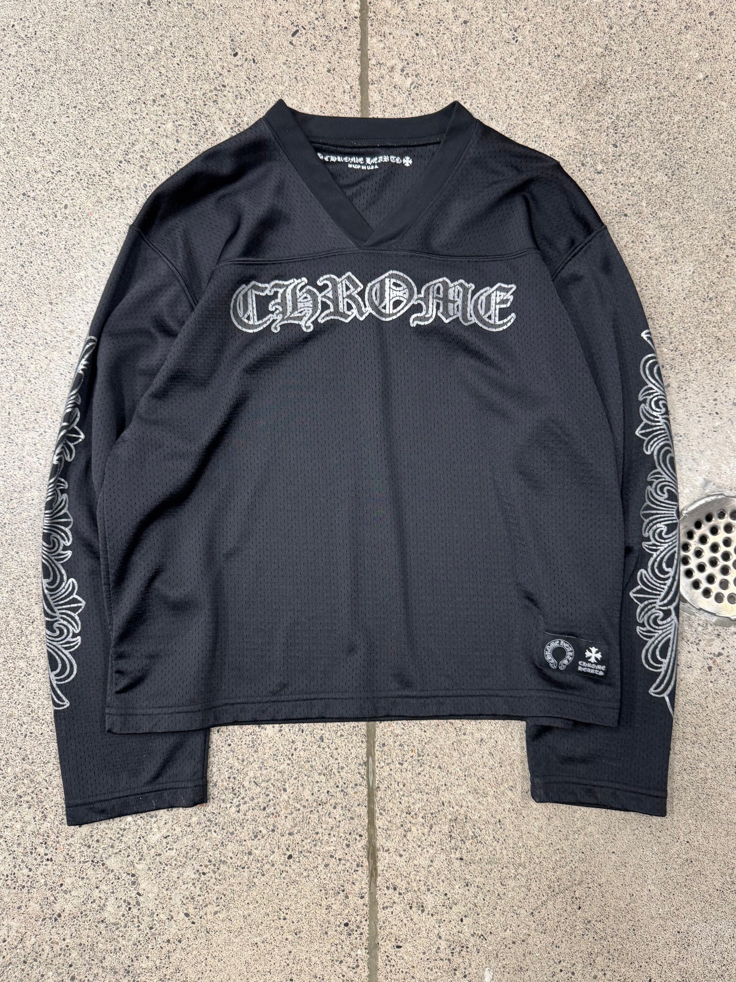 Chrome Hearts Black Mesh Long Sleeve Football Jersey