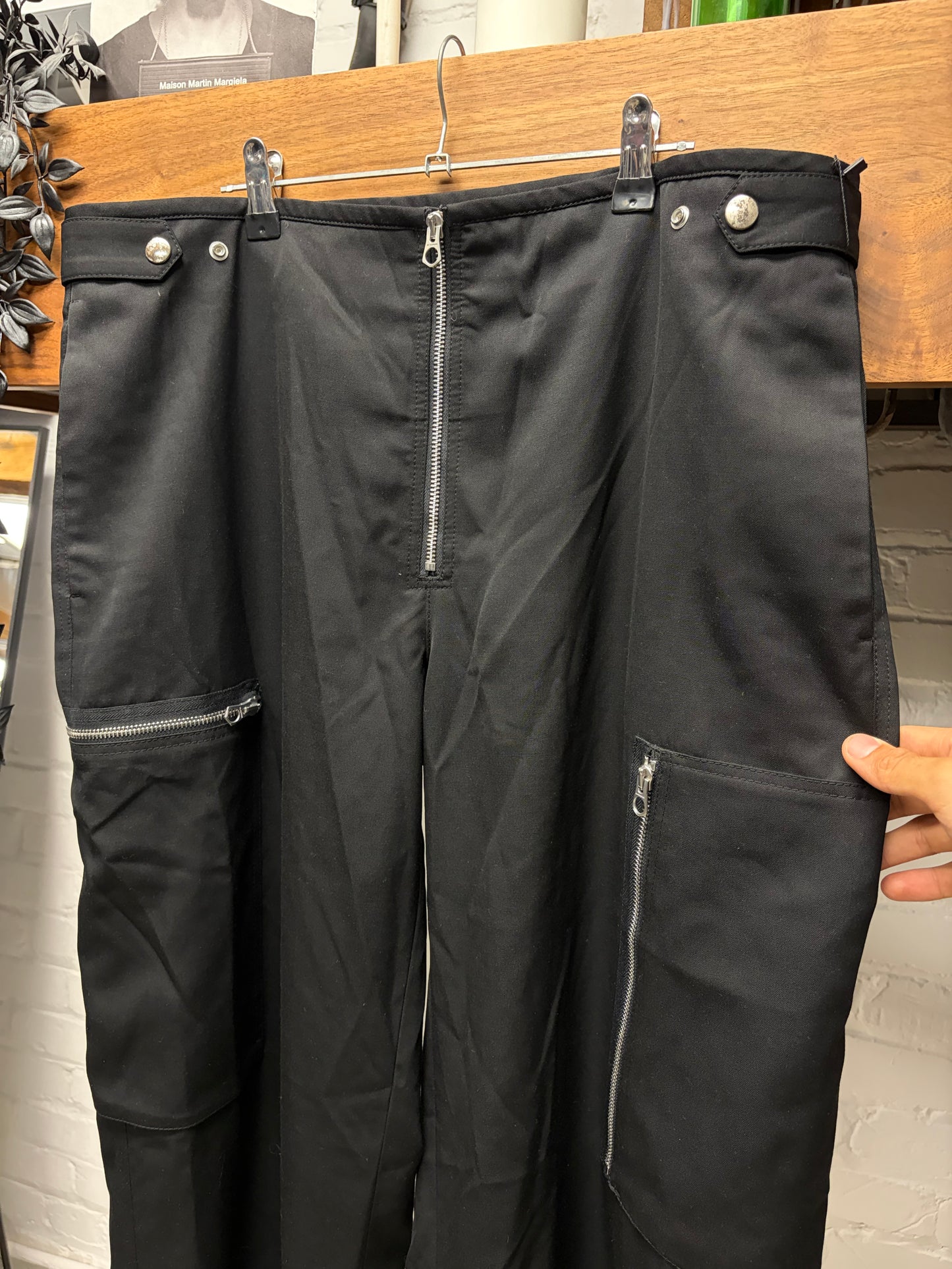 Jil Sander ‘Flight’ Wide Leg Black Cargo Lightweight Trousers