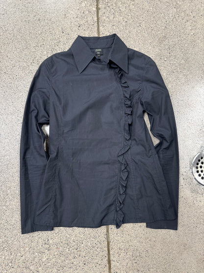 Vintage Jean Paul Gaultier Ruffled ‘Asymmetric Zip’ Collared Shirt