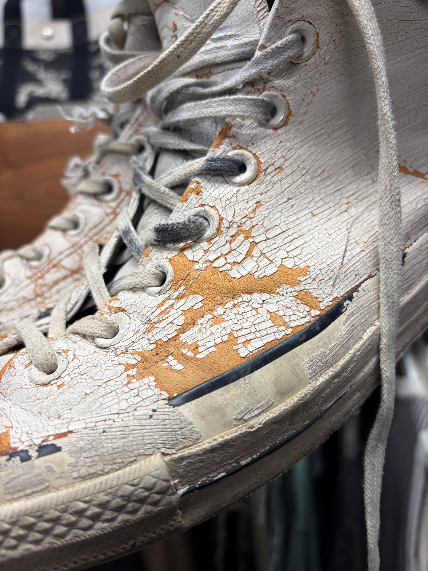 Maison Martin Margiela x Converse ‘Chuck 70’ Painted White/Orange High Top Sneakers