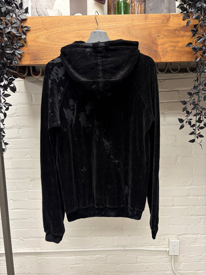 2018 Saint Laurent Black Velvet Distressed ‘Splatter’ Hoodie