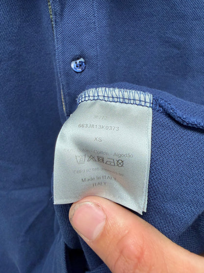 Dior Homme Blue/Camo Collar Detail Short Sleeve Polo