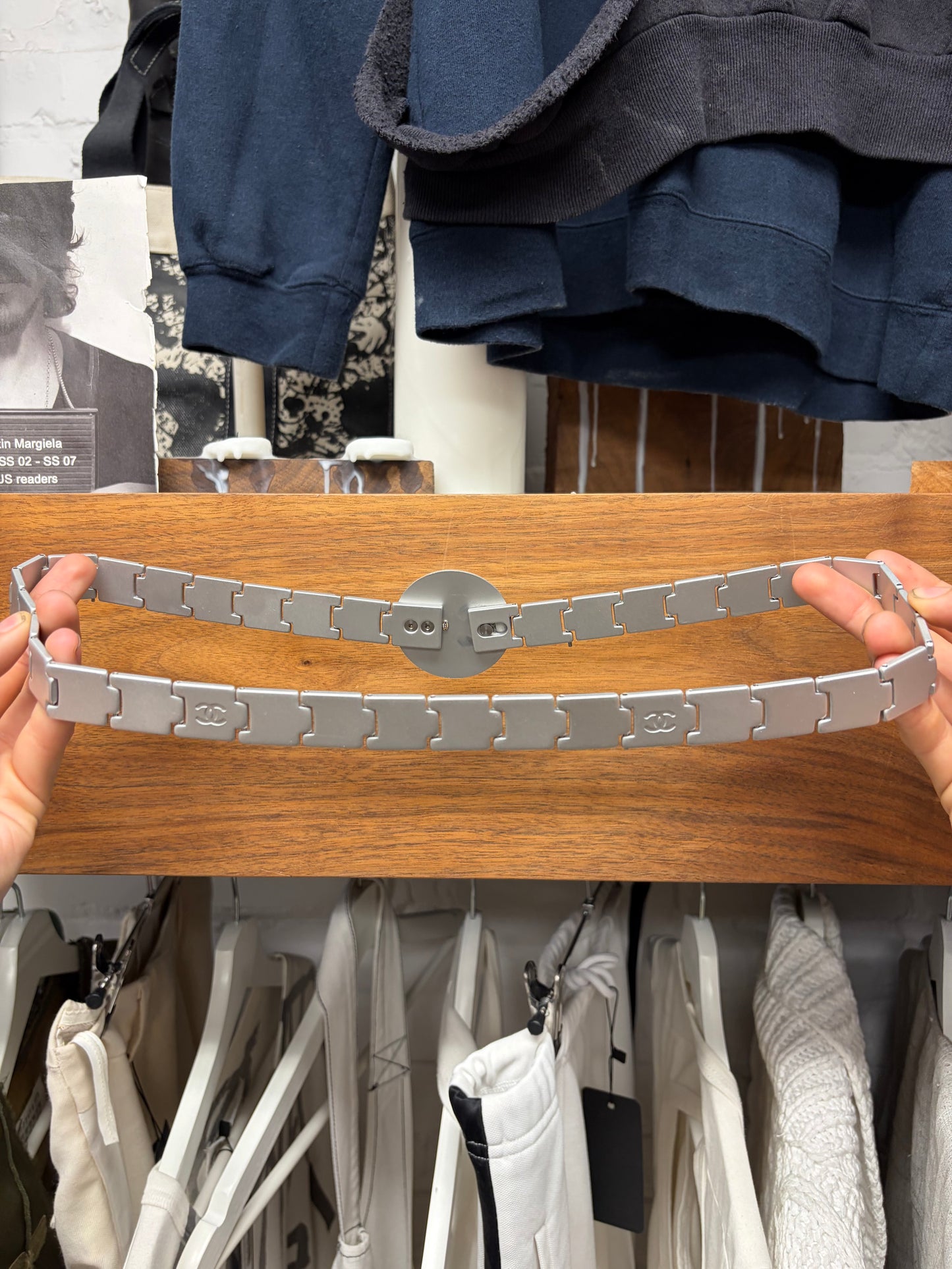 SS1999 Chanel ‘Watch Link’ Silver CC Interlock Logo Metal Belt