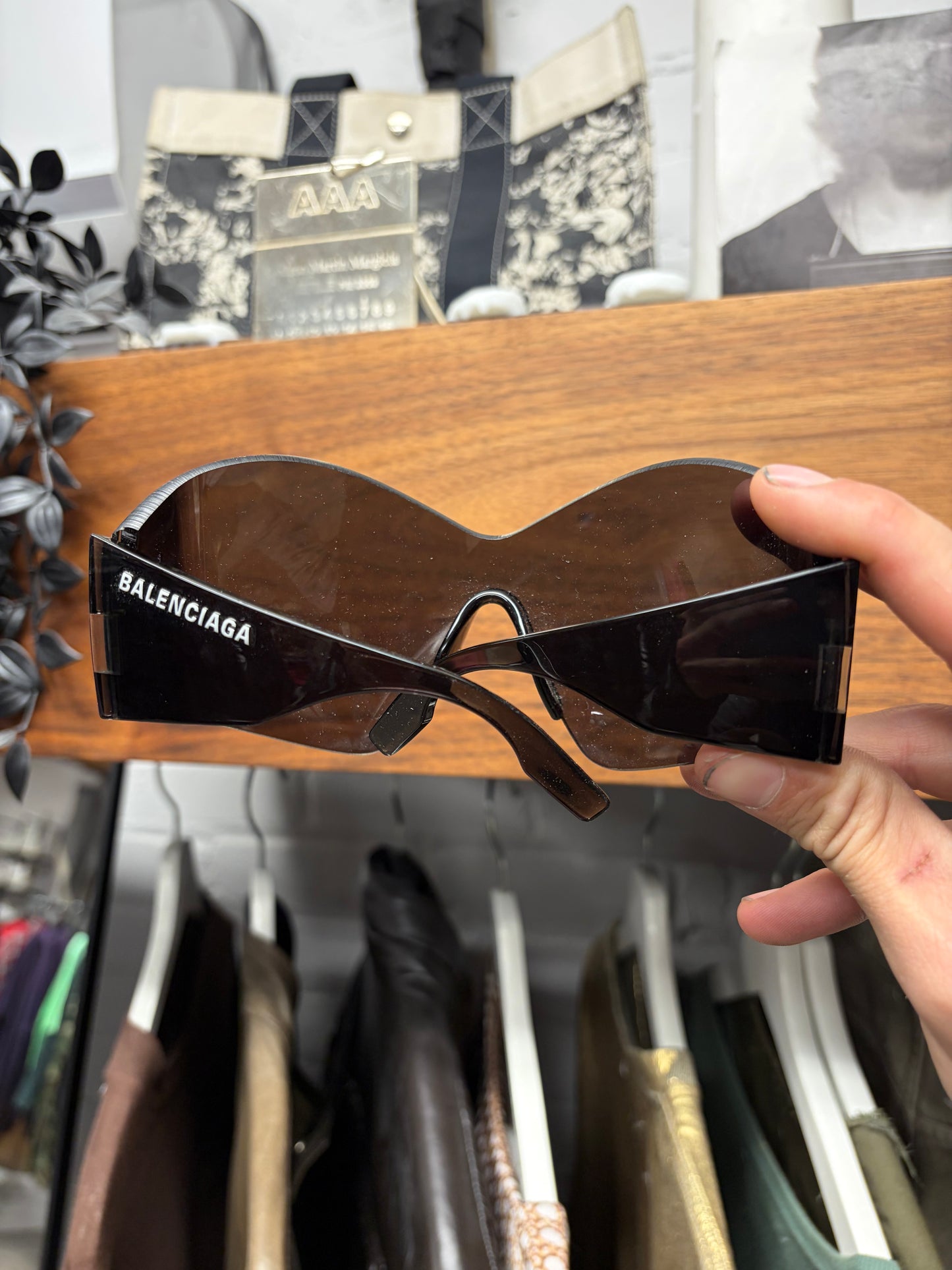 Balenciaga ‘Mask Butterfly 0180S’ Shield Style Rimless Sunglasses