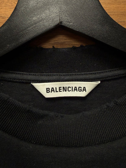 2020 Balenciaga ‘Free Your Mind’ Distressed Black Oversized T-Shirt