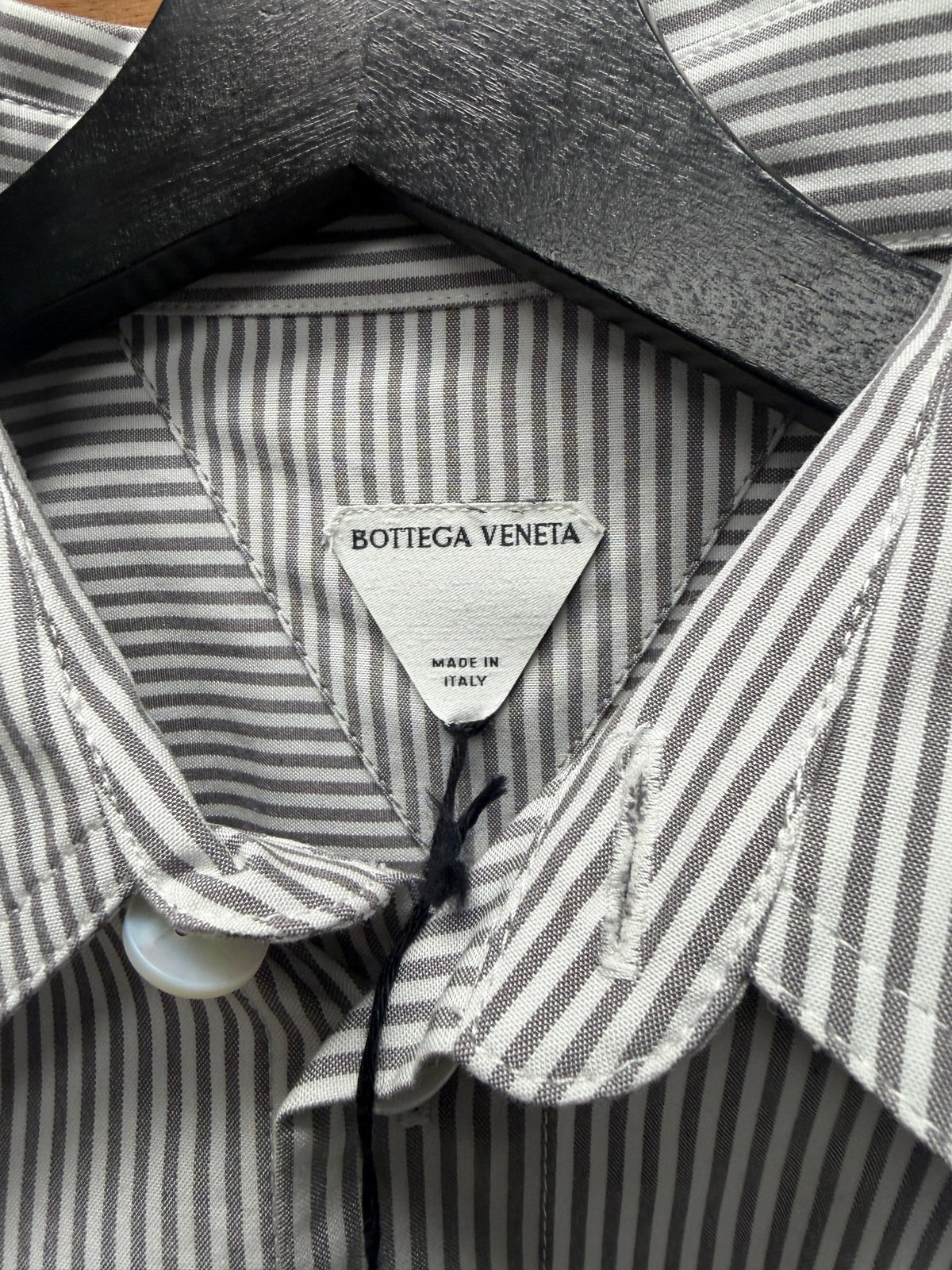 Bottega Veneta Striped Cotton ‘BV’ Minimal Logo Overshirt