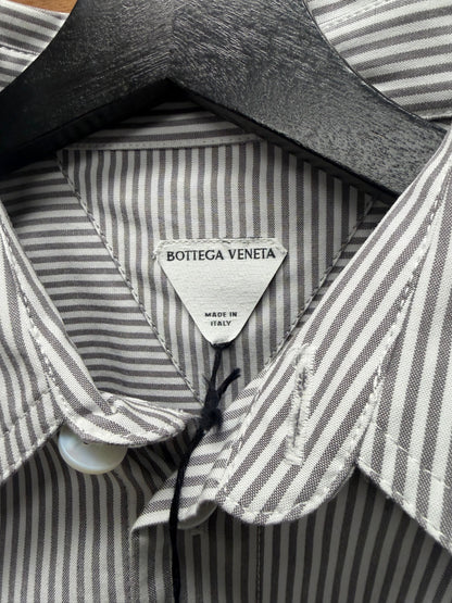 Bottega Veneta Striped Cotton ‘BV’ Minimal Logo Overshirt