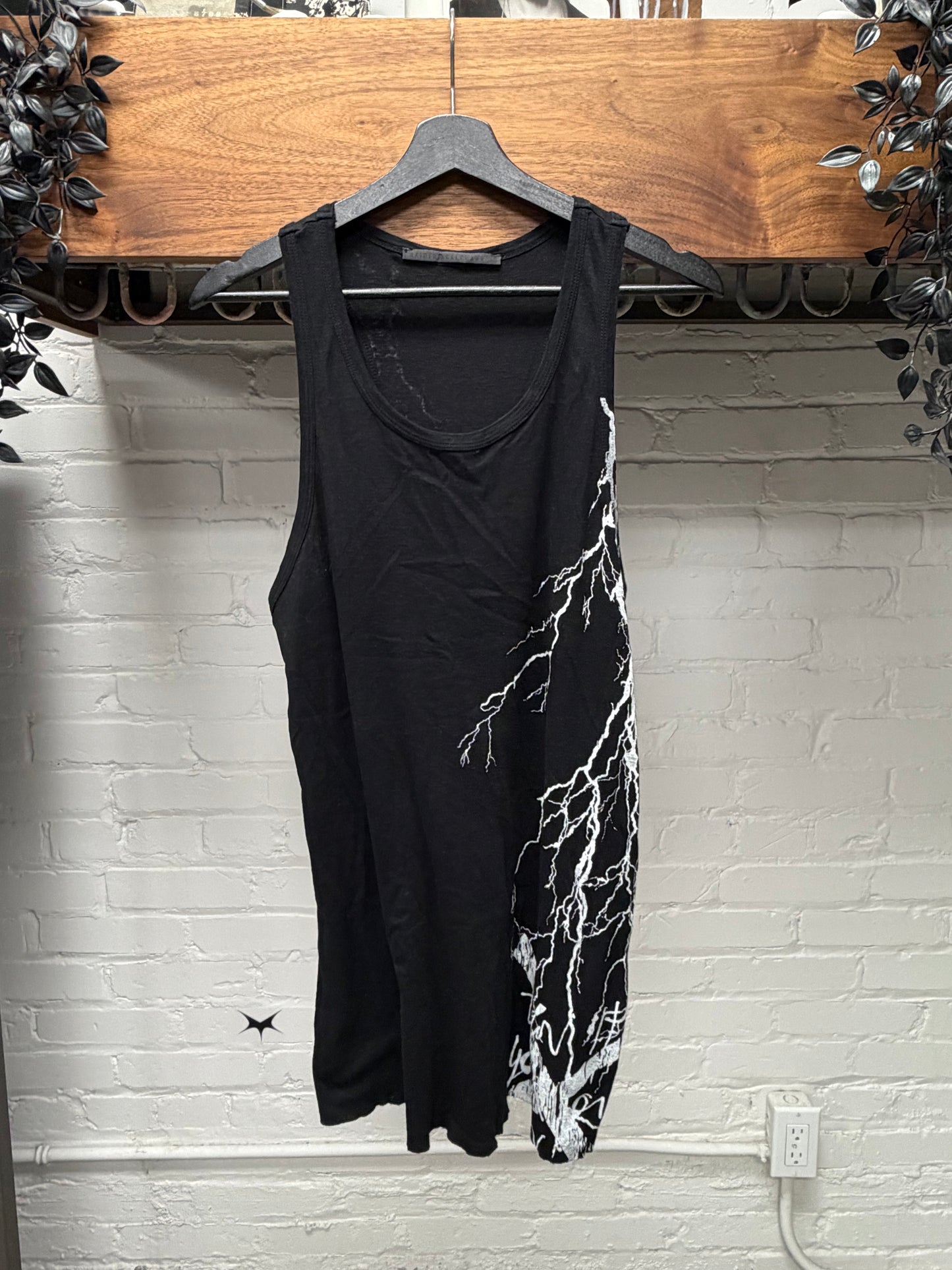 Haider Ackermann ‘Lightning Bolt’ Black Silk Tank Top