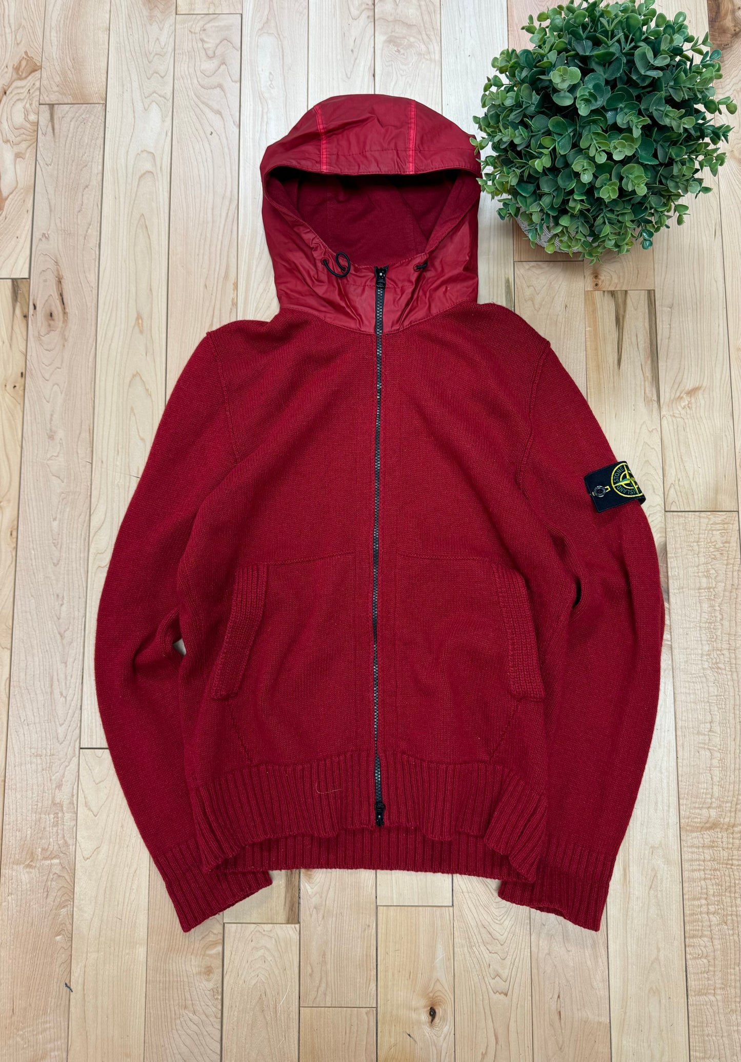 Stone Island ‘Shell Hood’ Wool Zip Up Sweater