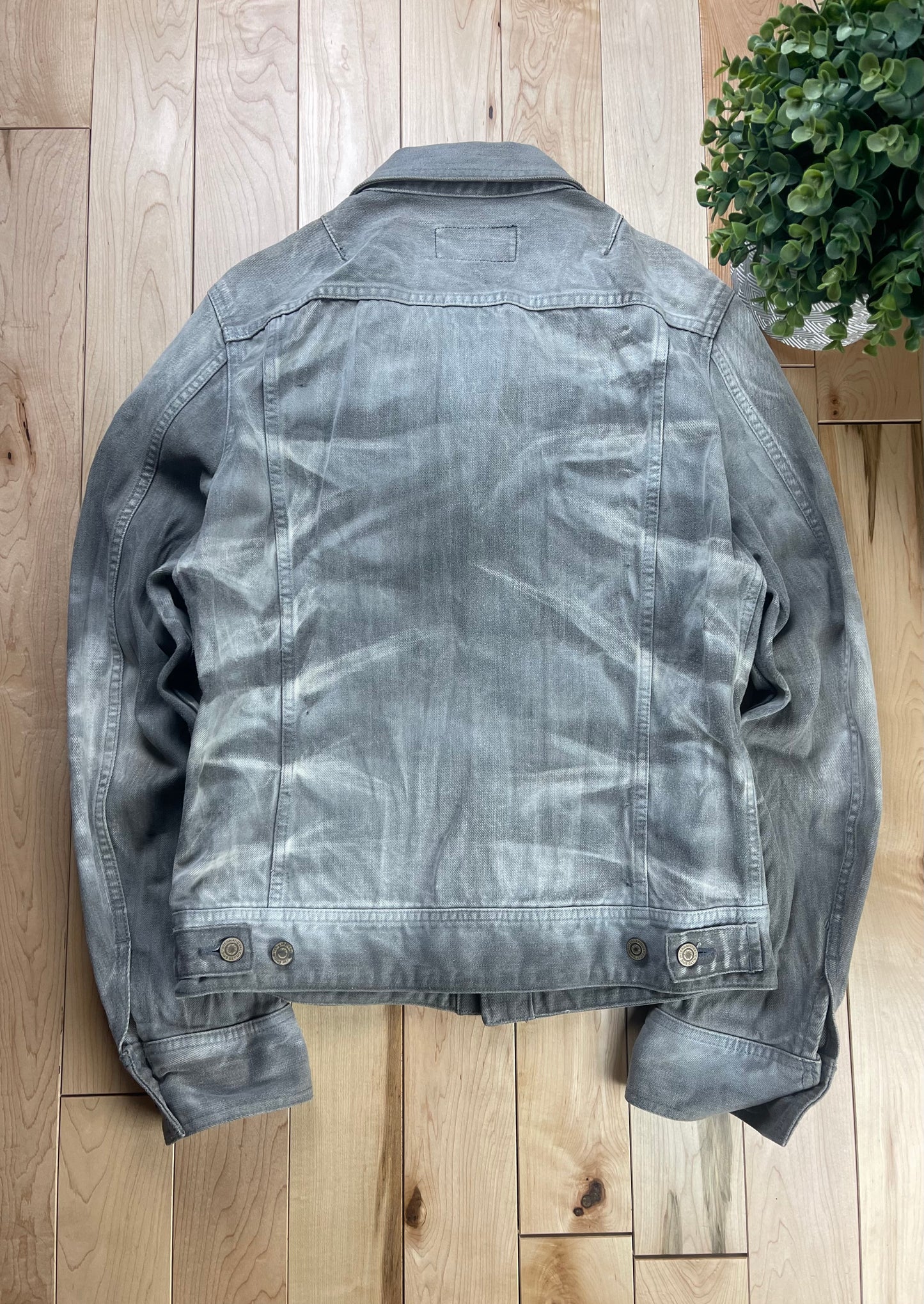 Tornado Mart Washed Grey Whiskered Denim Jacket