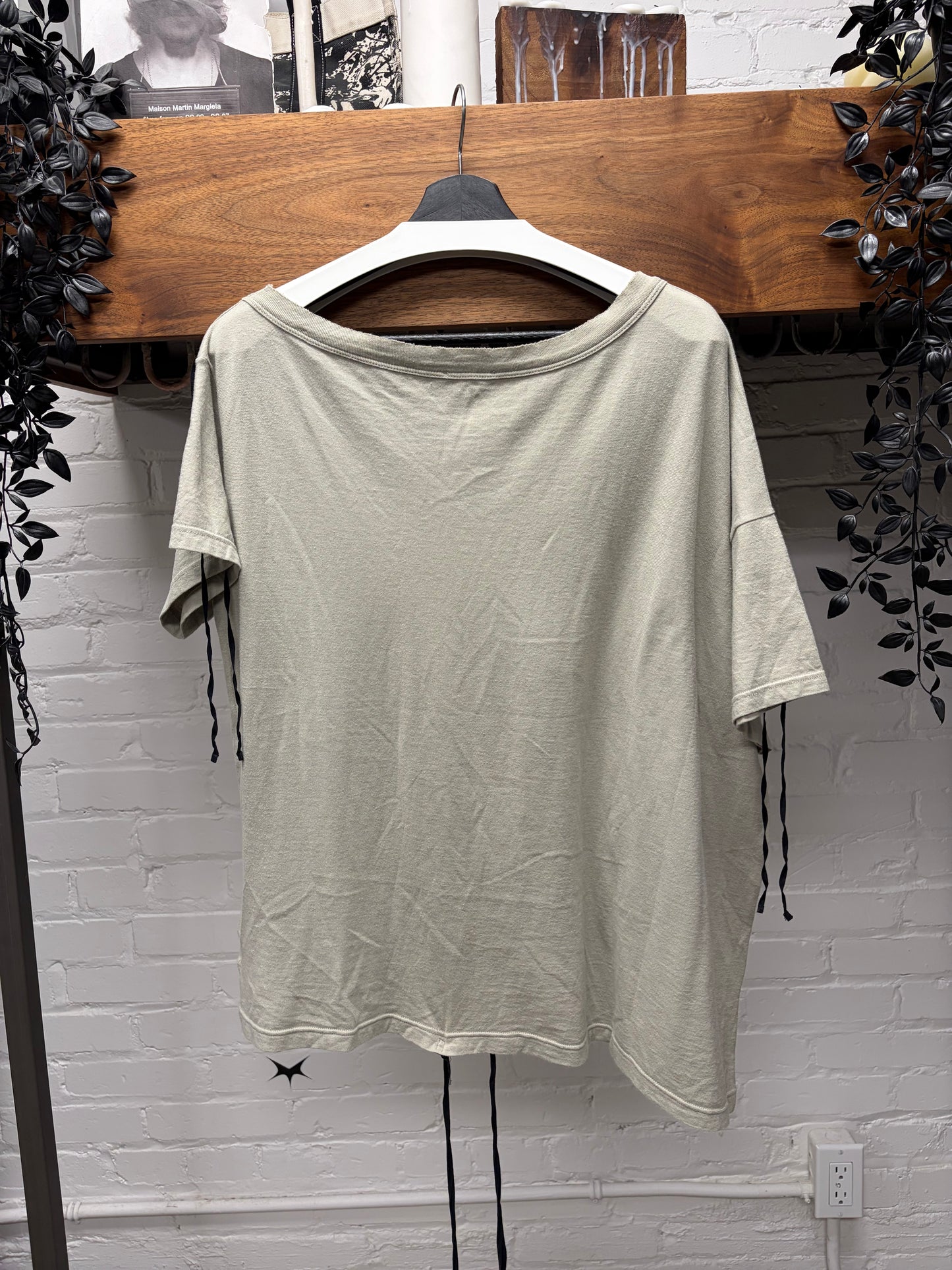 Ann Demeulemeester ‘Je Ris’ Scoop Neck Cotton Bondage T-Shirt