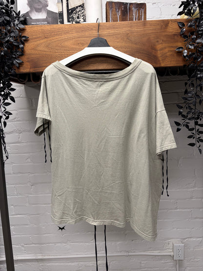 Ann Demeulemeester ‘Je Ris’ Scoop Neck Cotton Bondage T-Shirt
